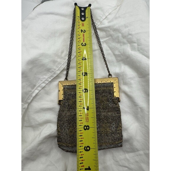 Antique Edwardian 1900s French Steel Mesh Purse Art Nouveau Silver Gold Tone - Picture 5 of 11